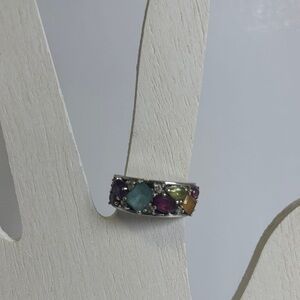 Colorful Gemstone 14K White Gold Ring In Good Pre-owned Condition
